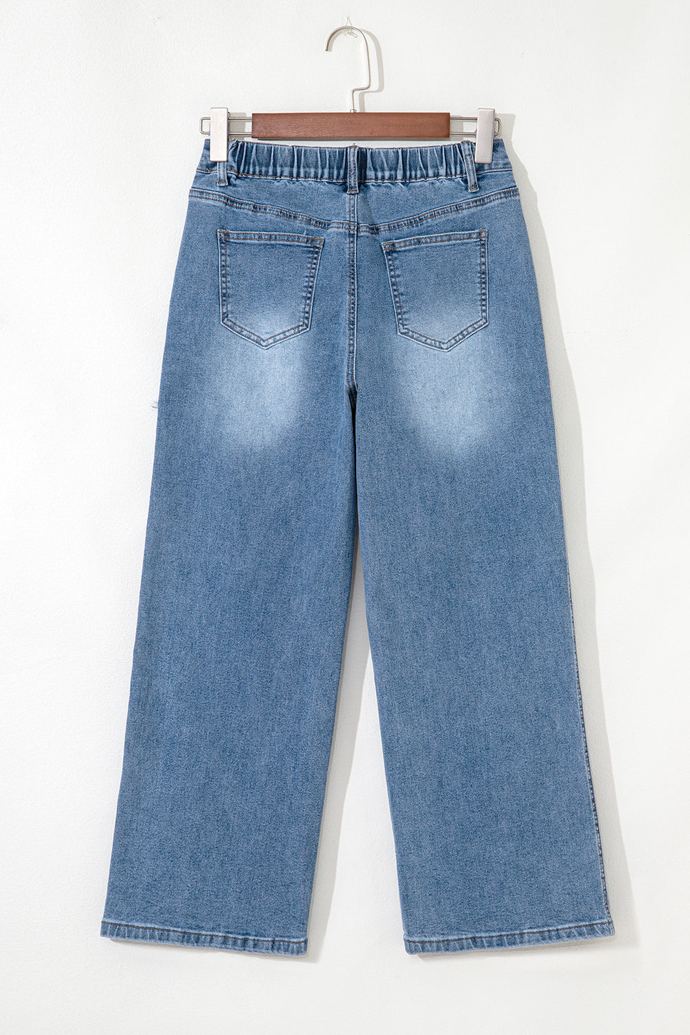 Stone Blue Star Patchwork Cropped Wide Leg High Waist Jeans Love Salve